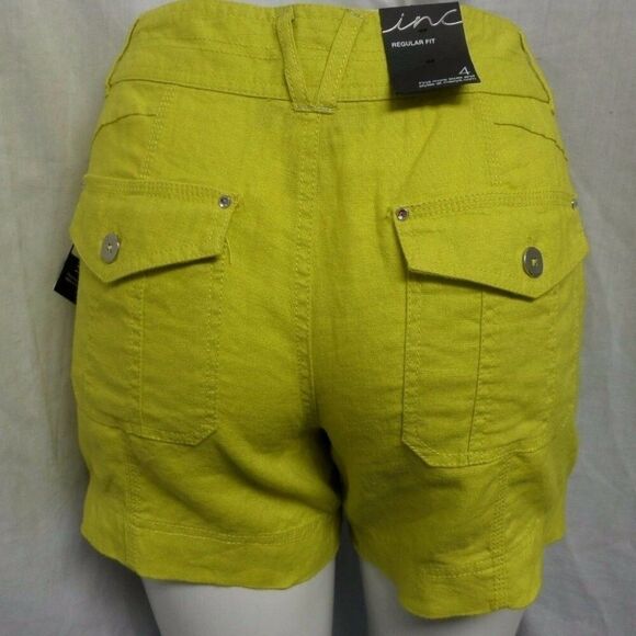 INC CITRUS BURST REGULAR FIT LINEN CARGO CASUAL COLOFUL SUMMER SHORTS SIZE 0 NWT - Picture 3 of 3